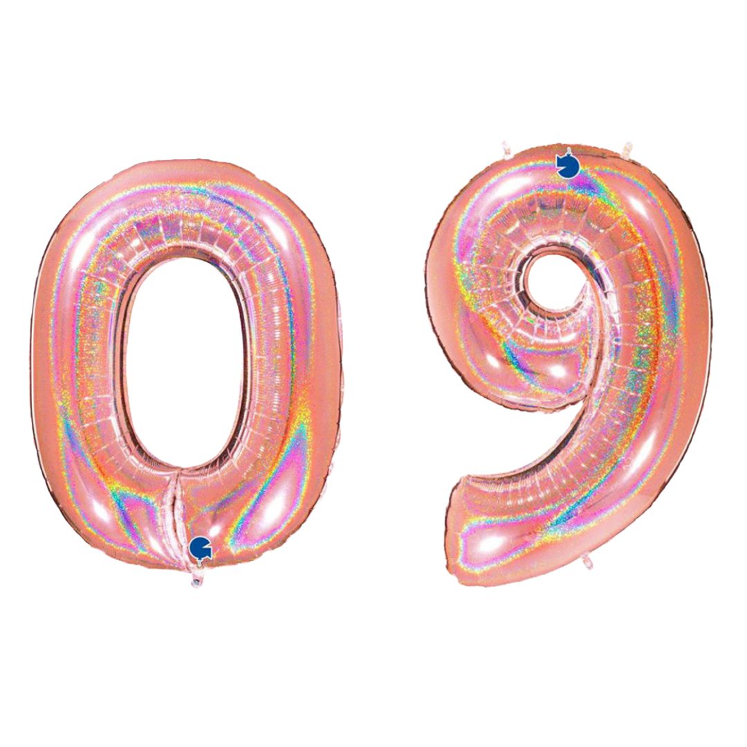 Grabo 40 inch Holo Glitter Rose Gold Foil Number Balloons