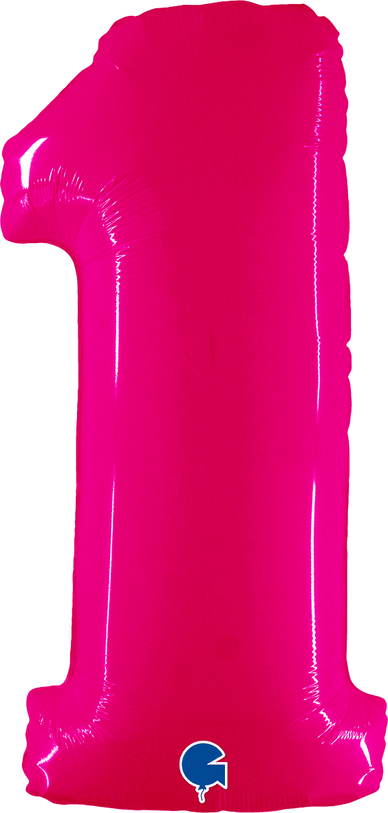 Grabo 40 inch Number 1 Shiny Pink Foil Balloon 921WSP