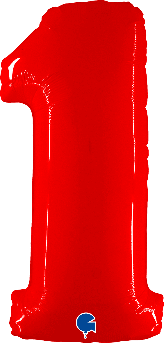 Grabo 40 inch Number 1 Shiny Red Foil Balloon 911WR