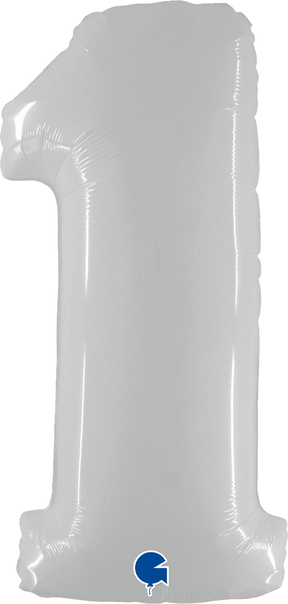 Grabo 40 inch Number 1 Shiny White Foil Balloon 931WWH