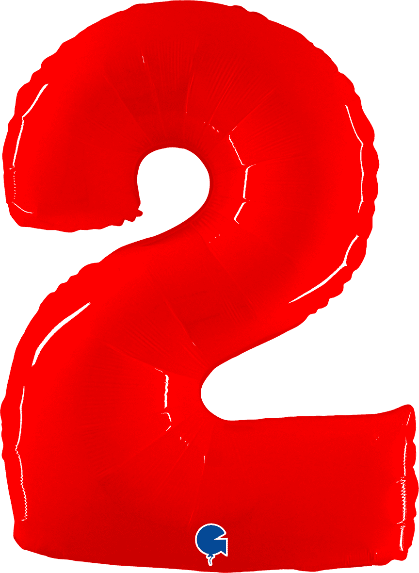 Grabo 40 inch Number 2 Shiny Red Foil Balloon 912WR