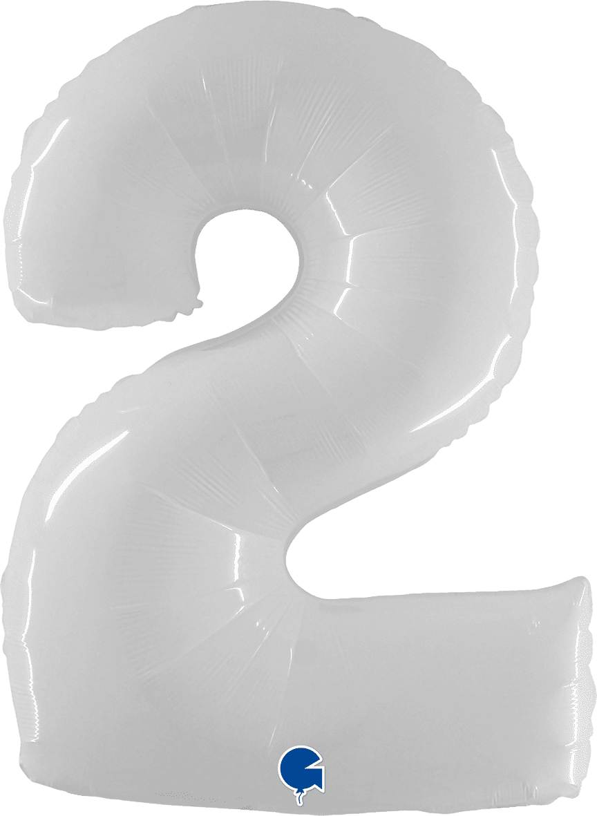 Grabo 40 inch Number 2 Shiny White Foil Balloon 932WWH