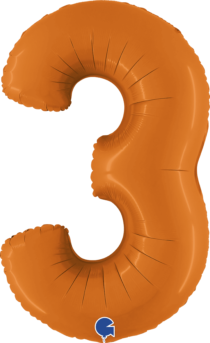 Grabo 40 inch Number 3 Matte Orange Foil Balloon 400300MO