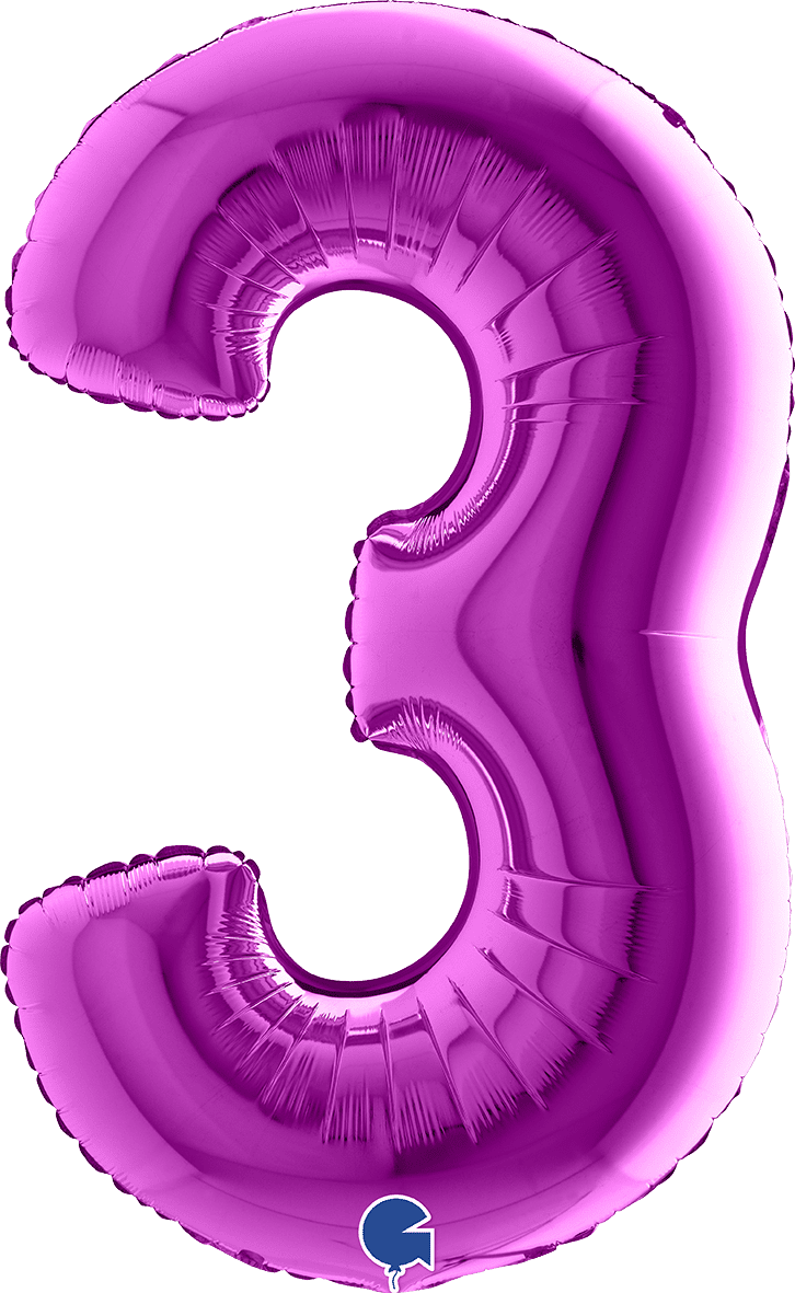 Grabo 40 inch Number 3 Purple Foil Balloon 053P