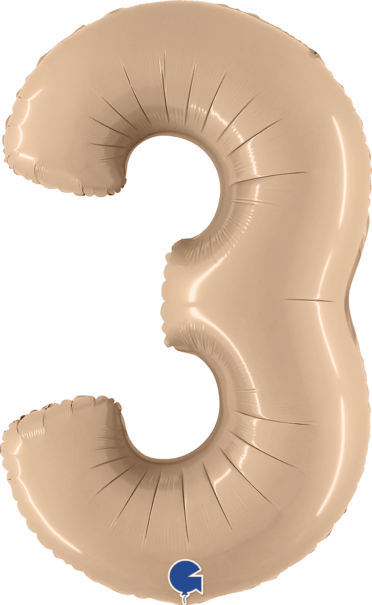 Grabo 40 inch Number 3 Satin Nude Foil Balloon 400300SNU