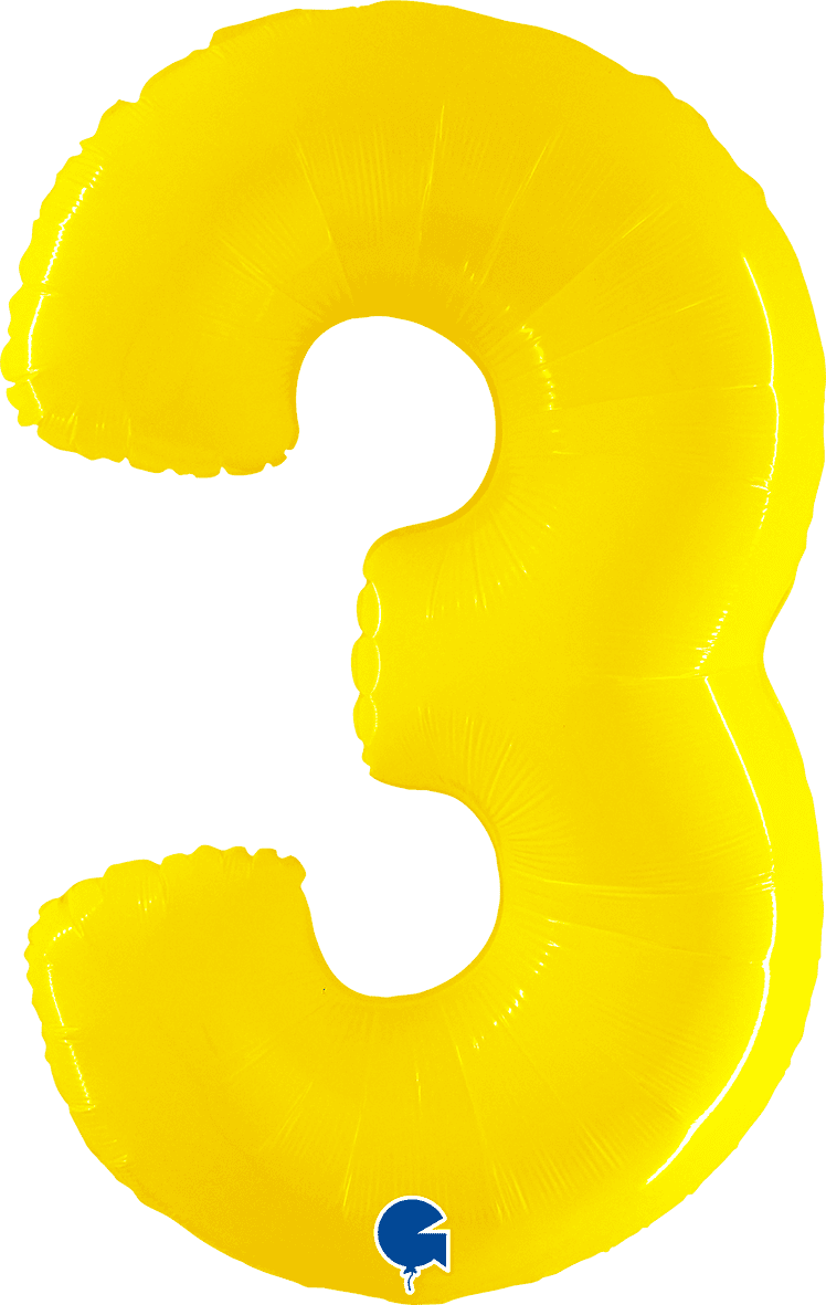 Grabo 40 inch Number 3 Shiny Yellow Foil Balloon 943WY