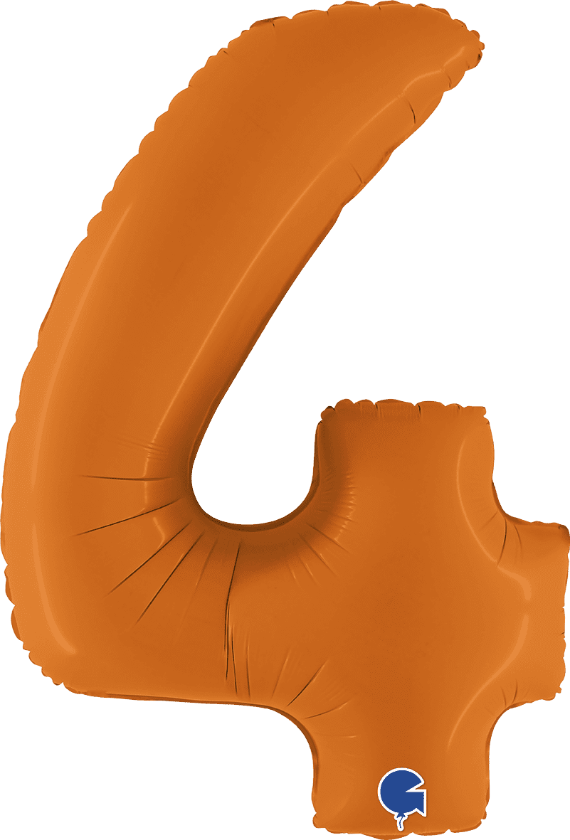 Grabo 40 inch Number 4 Matte Orange Foil Balloon 400400MO