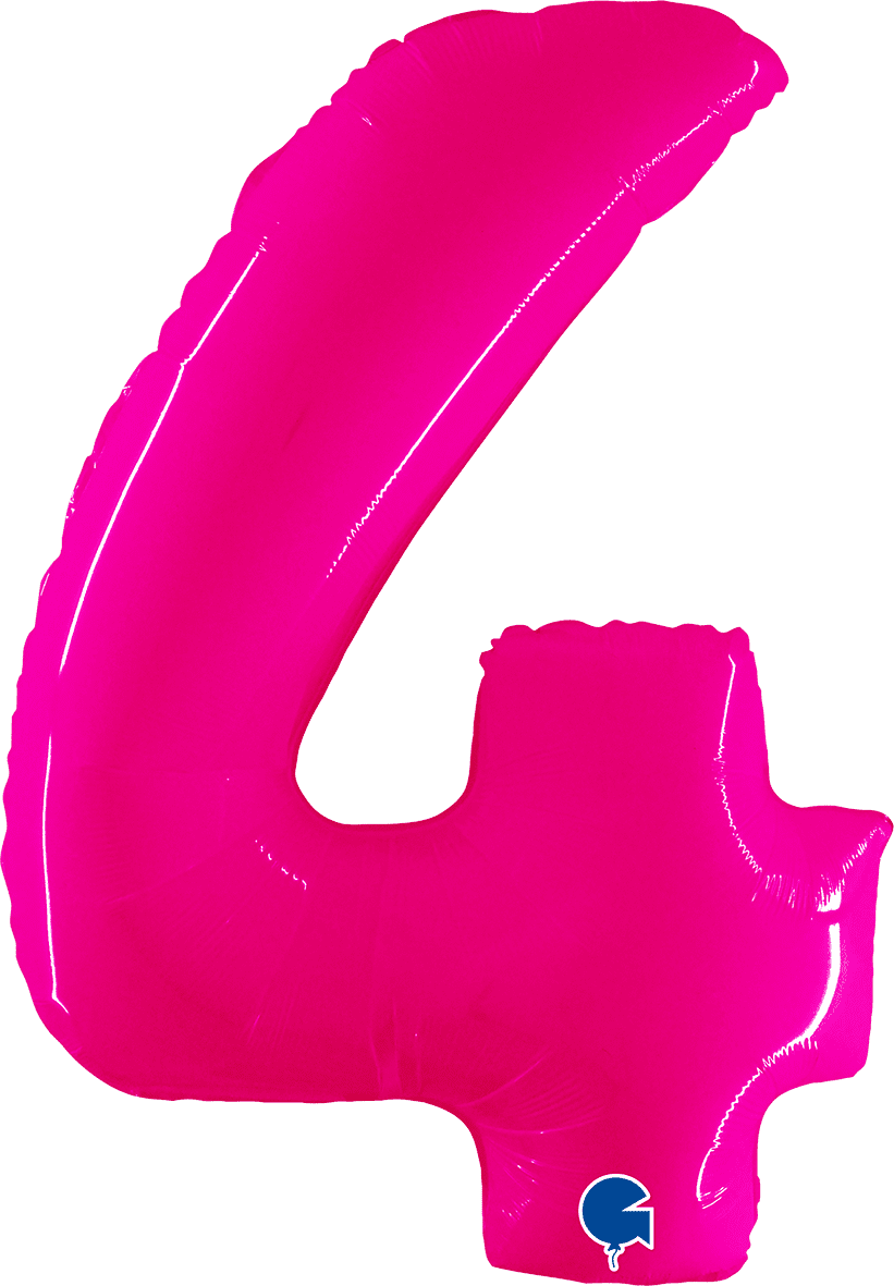 Grabo 40 inch Number 4 Shiny Pink Foil Balloon 924WSP