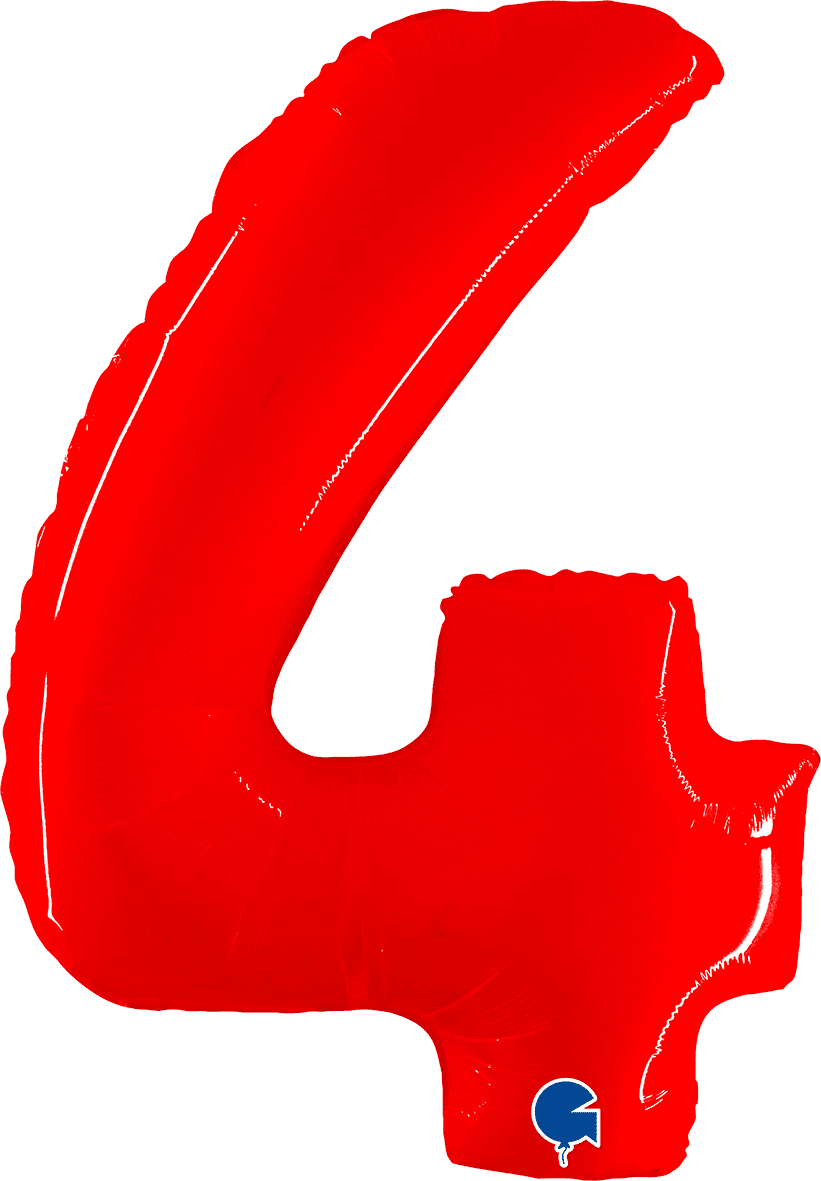 Grabo 40 inch Number 4 Shiny Red Foil Balloon 914WR