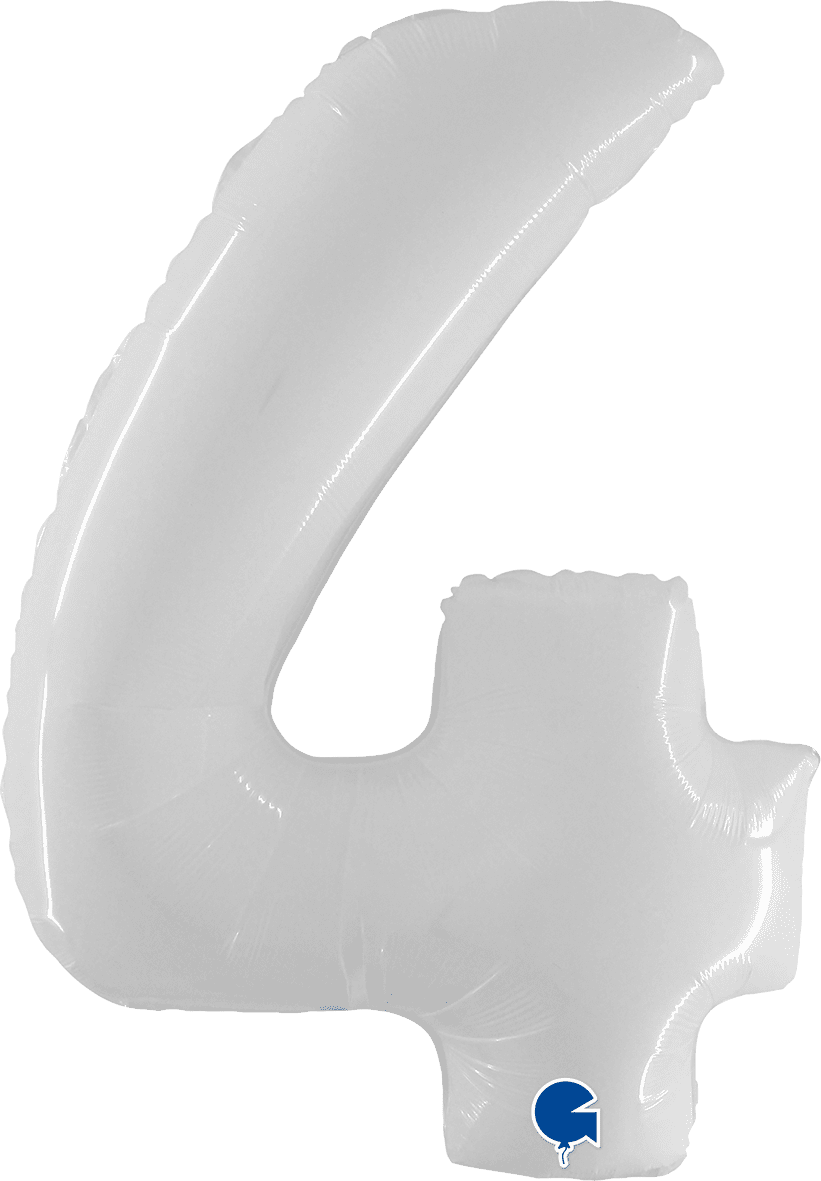 Grabo 40 inch Number 4 Shiny White Foil Balloon 934WWH