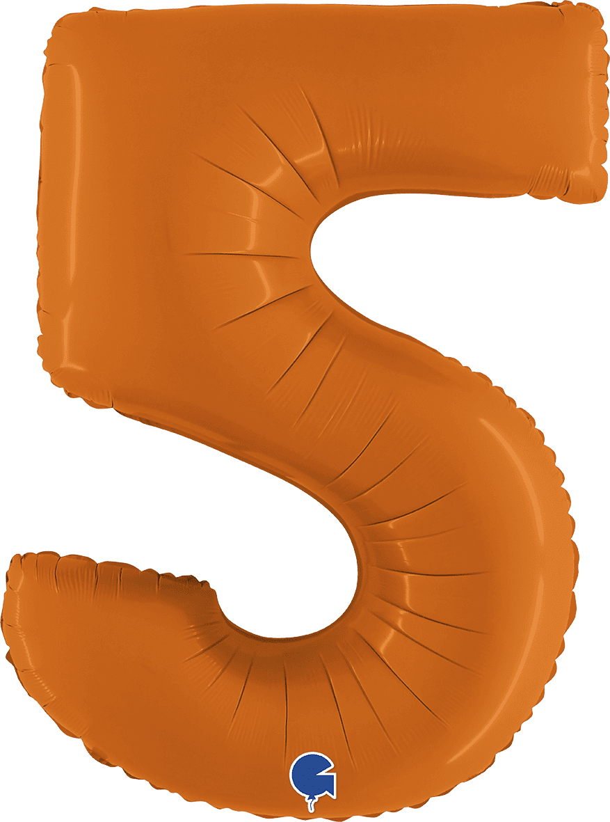 Grabo 40 inch Number 5 Matte Orange Foil Balloon 400500MO