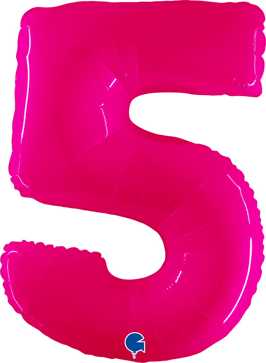 Grabo 40 inch Number 5 Shiny Pink Foil Balloon 925WSP