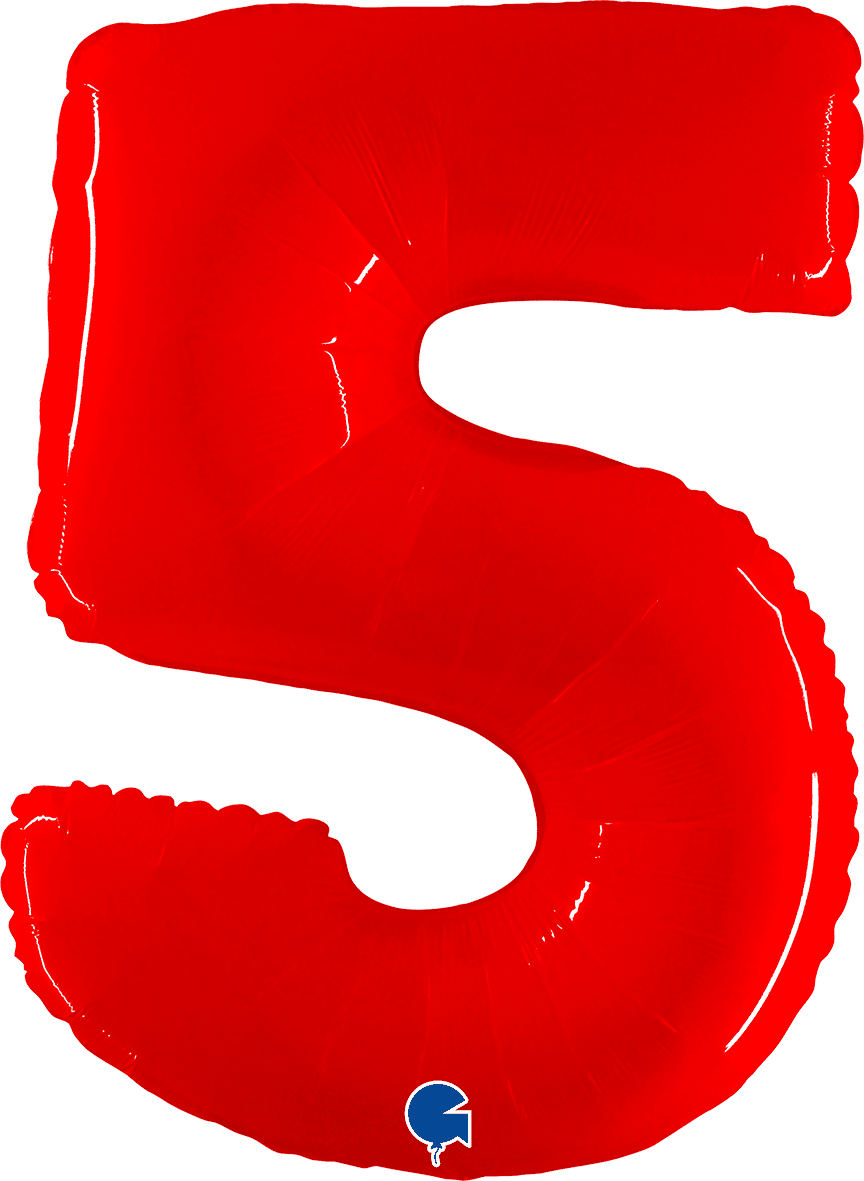 Grabo 40 inch Number 5 Shiny Red Foil Balloon 915WR