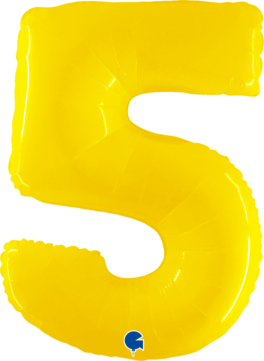 Grabo 40 inch Number 5 Shiny Yellow Foil Balloon 945WY