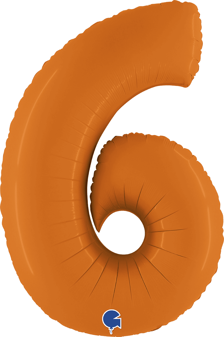 Grabo 40 inch Number 6 Matte Orange Foil Balloon 400600MO