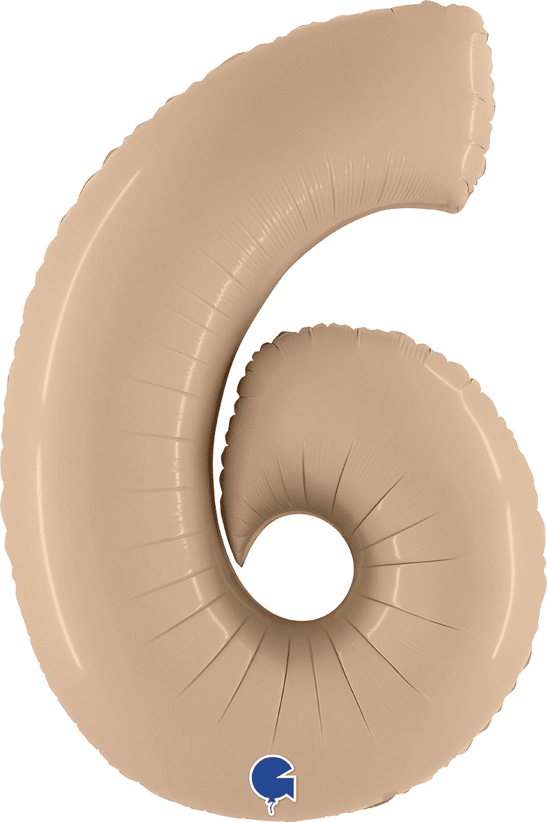 Grabo 40 inch Number 6 Satin Nude Foil Balloon 400600SNU