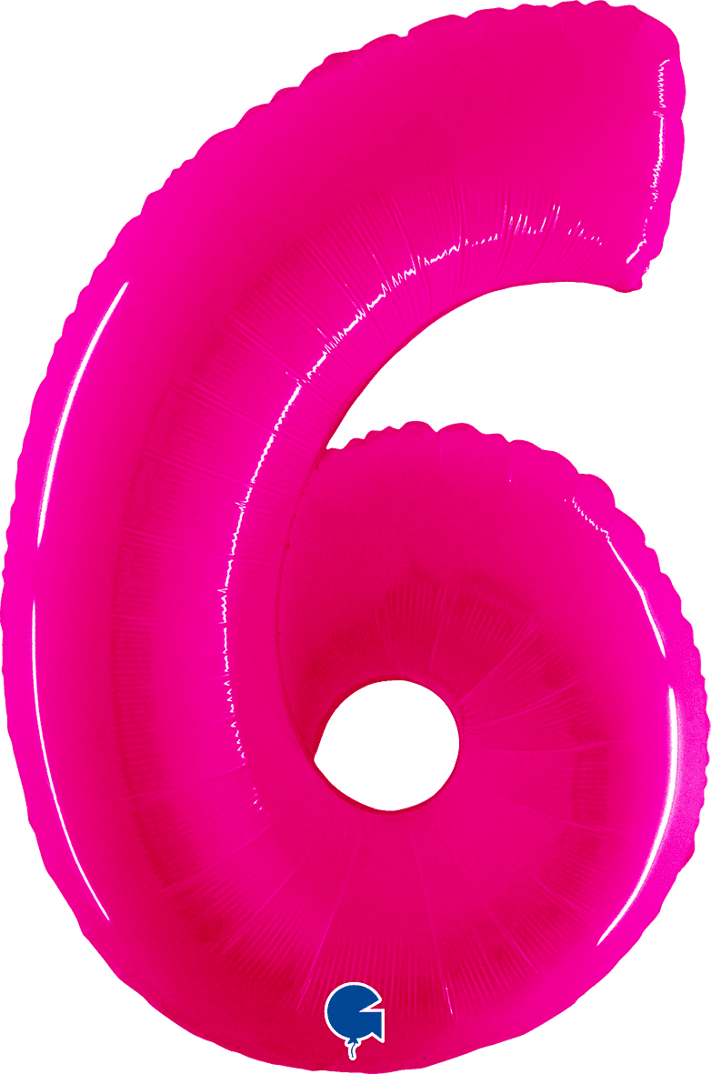 Grabo 40 inch Number 6 Shiny Pink Foil Balloon 926WSP