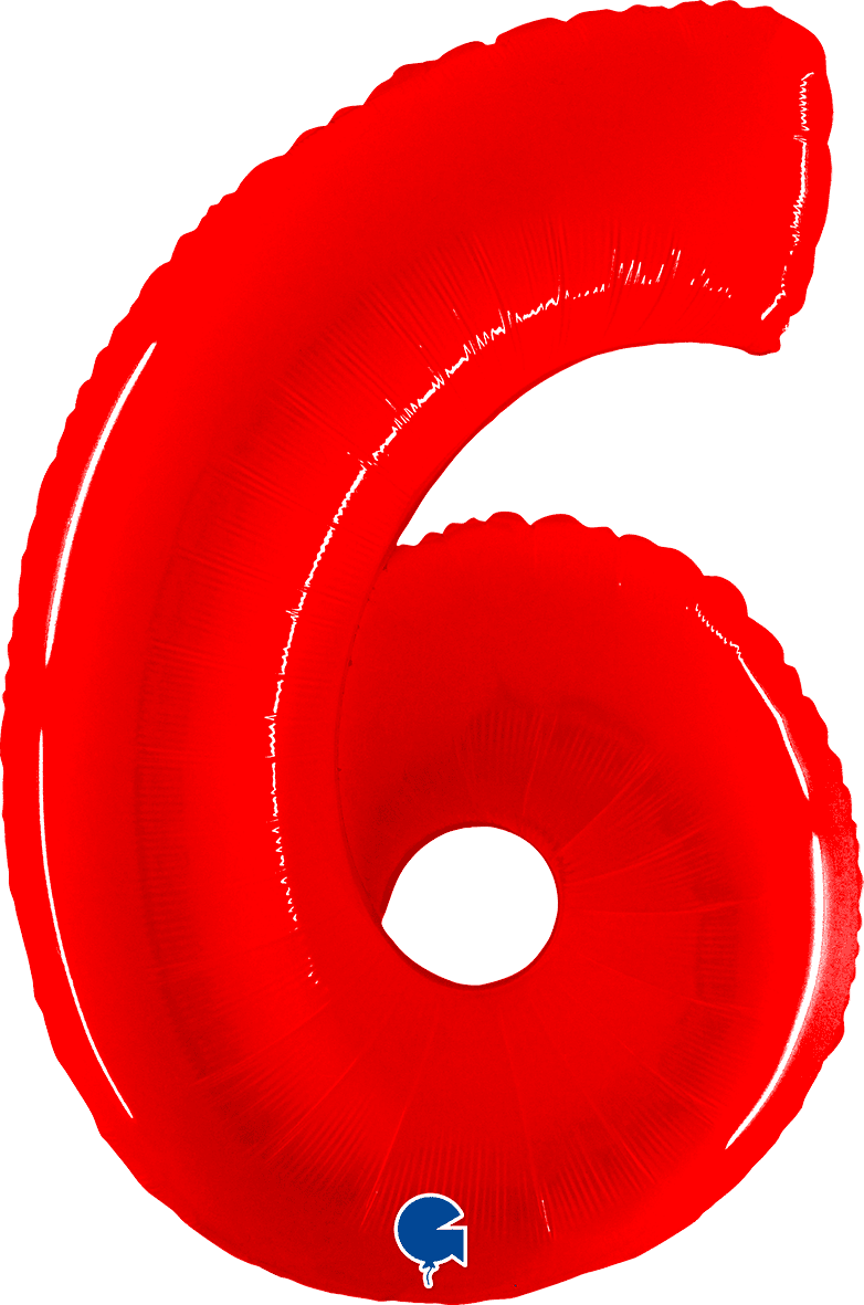 Grabo 40 inch Number 6 Shiny Red Foil Balloon 916WR