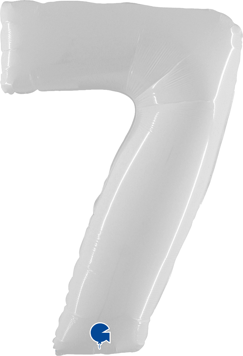 Grabo 40 inch Number 7 Shiny White Foil Balloon 937WWH