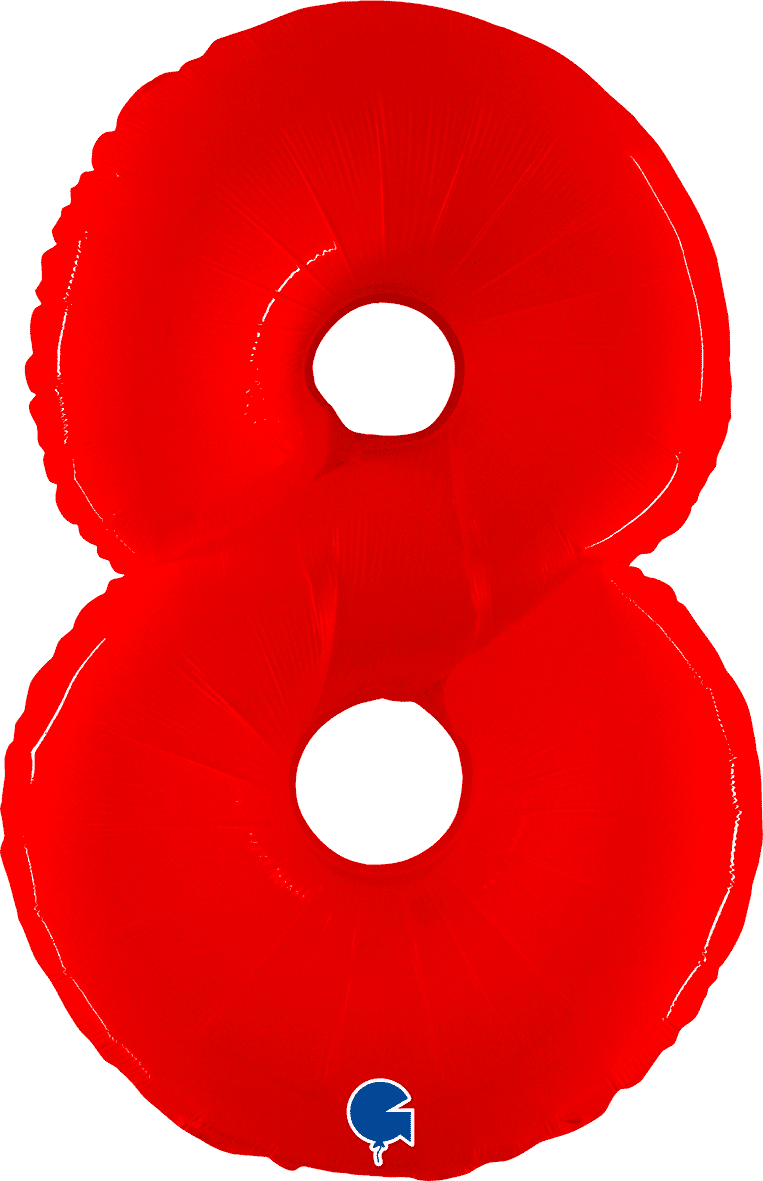 Grabo 40 inch Number 8 Shiny Red Foil Balloon 918WR