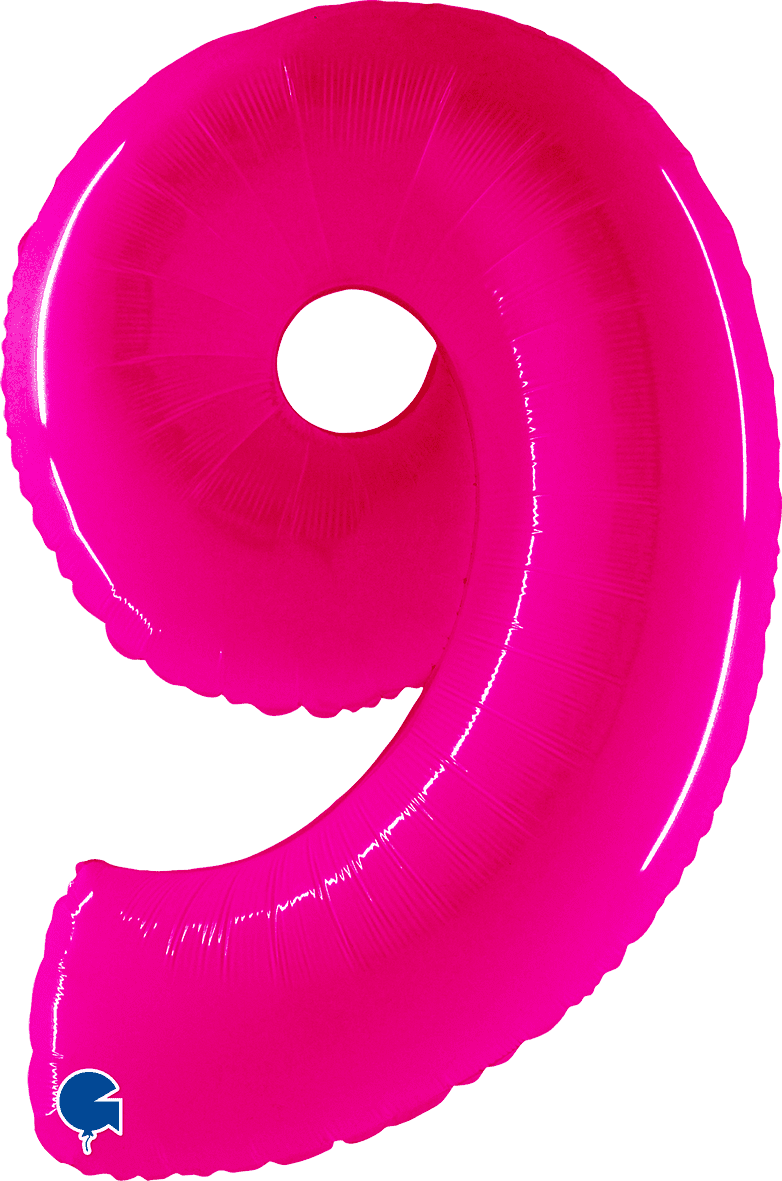 Grabo 40 inch Number 9 Shiny Pink Foil Balloon 929WSP