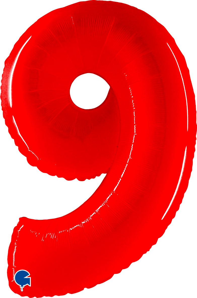 Grabo 40 inch Number 9 Shiny Red Foil Balloon 919WR