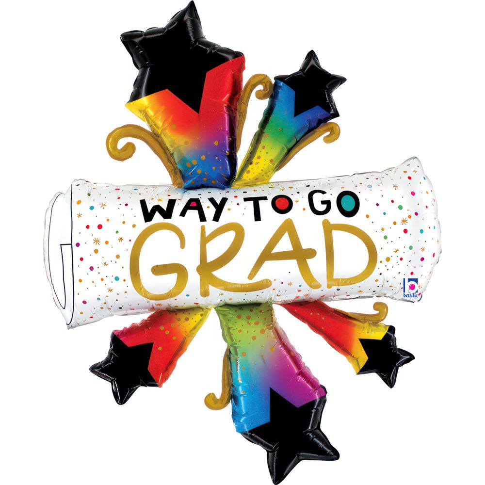 Grabo 42 inch Way To Go Graduation Bursting Stars Foil Balloon