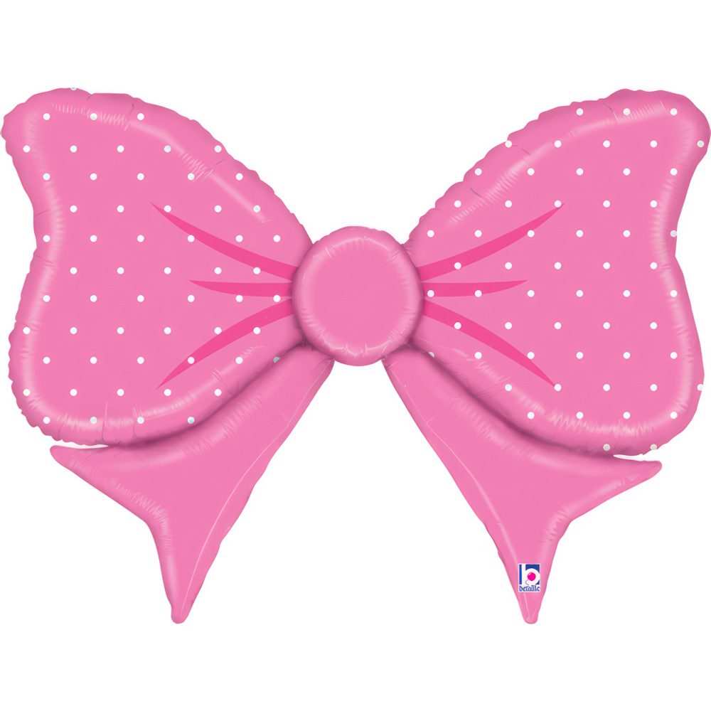 Grabo 43 inch Pink Polka Dot Bow Foil Balloon_35875-pink-bow-b