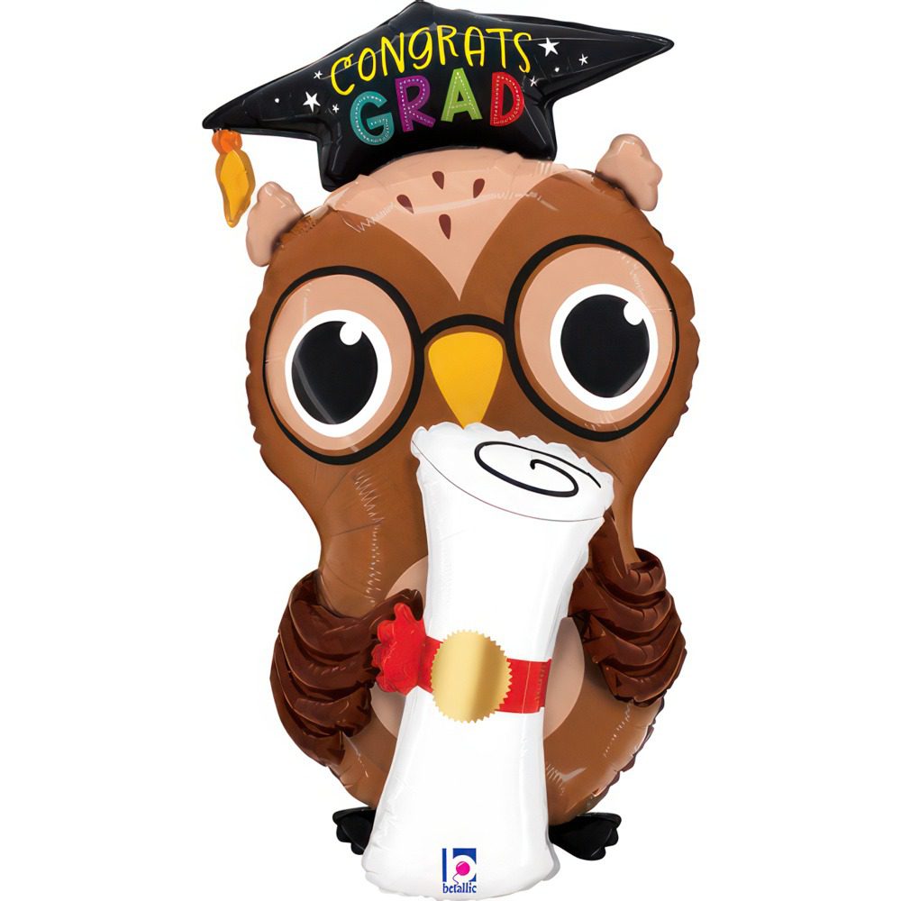 Grabo 45 inch Graduation Owl Diploma Foil Balloon