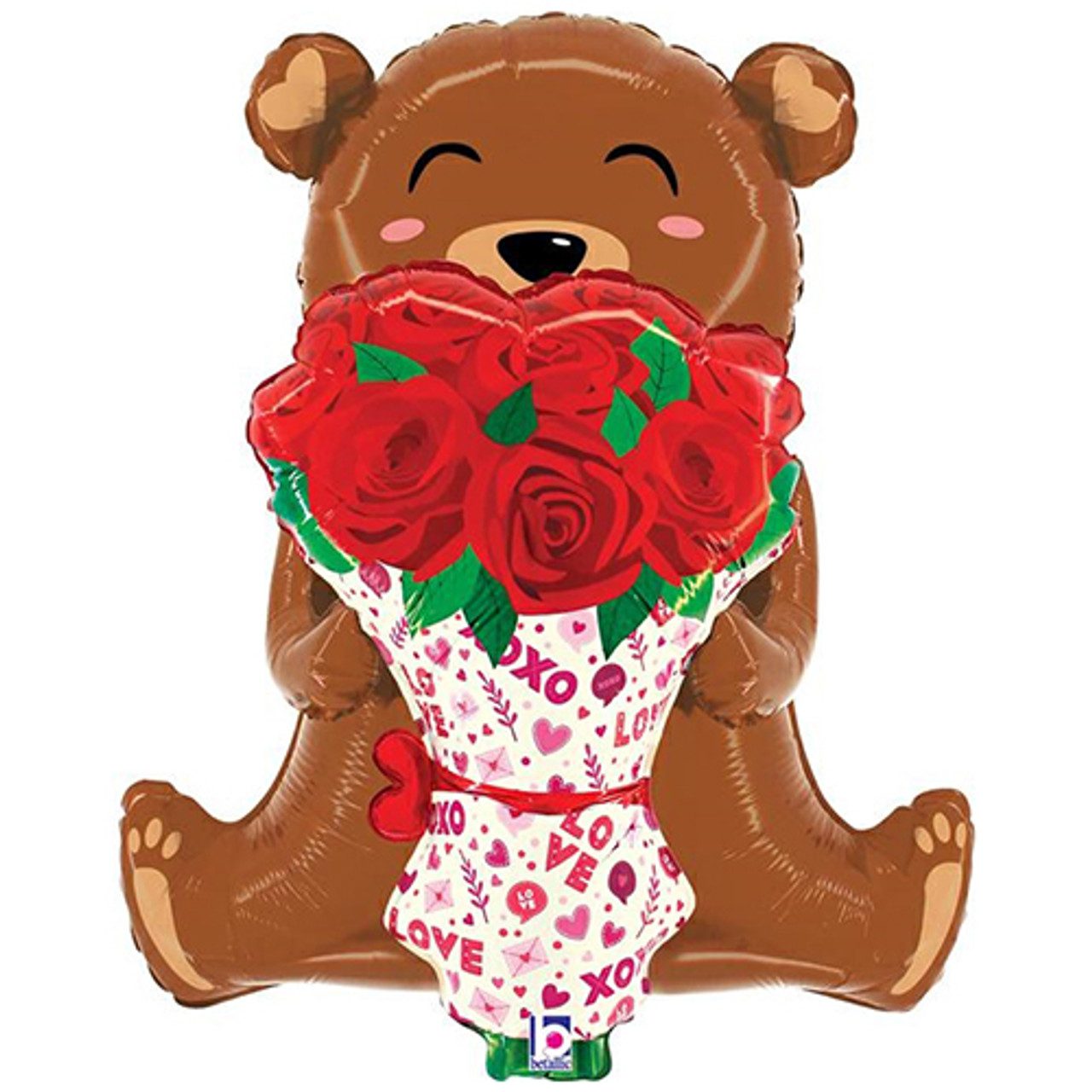 Grabo 50 inch Rose Bouquet Brown Bear Foil Balloon _25331