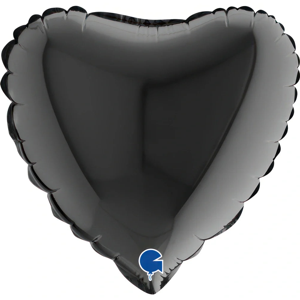 Grabo 9 inch Black Heart Mini Foil Balloon (Air-Filled)