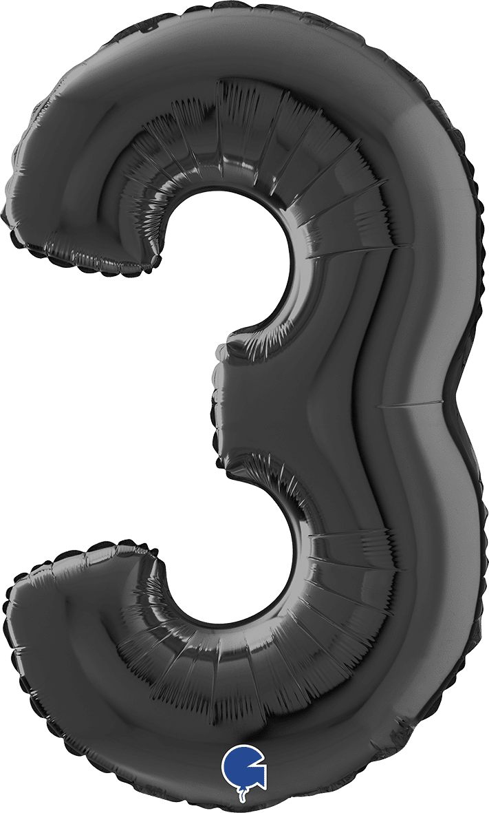 Grabo Number 3 Black Foil Balloon 26043K 043K
