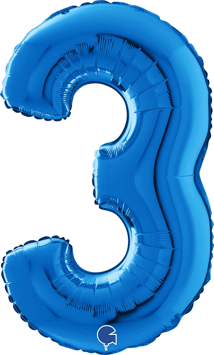 Grabo Number 3 Blue Foil Balloon 14003B 26003B 003B