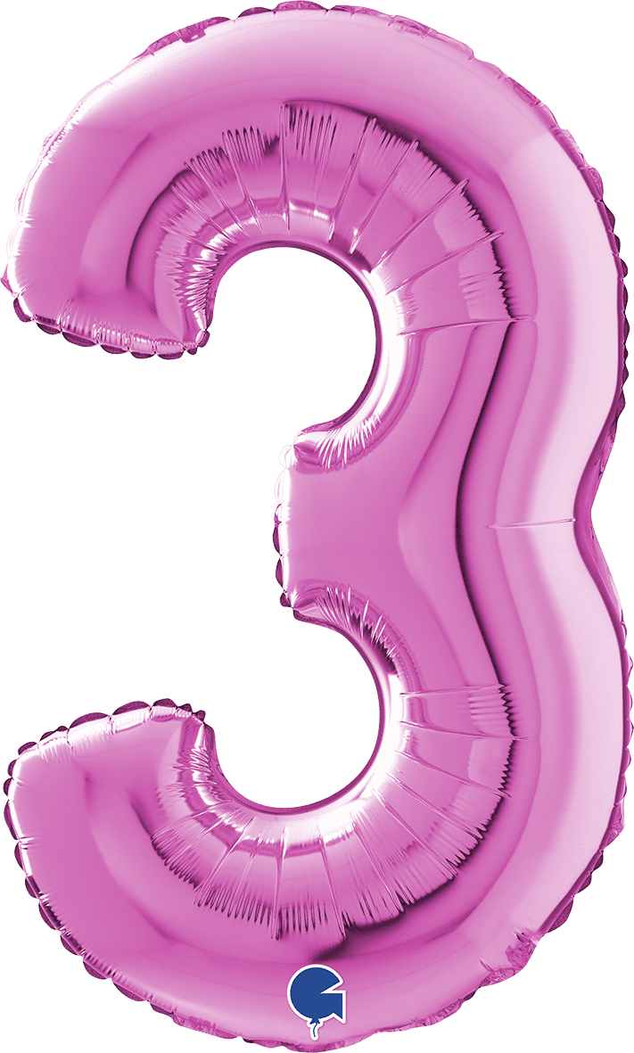 Grabo Number 3 Fuxia Foil Balloon 14013F 26013F 013F