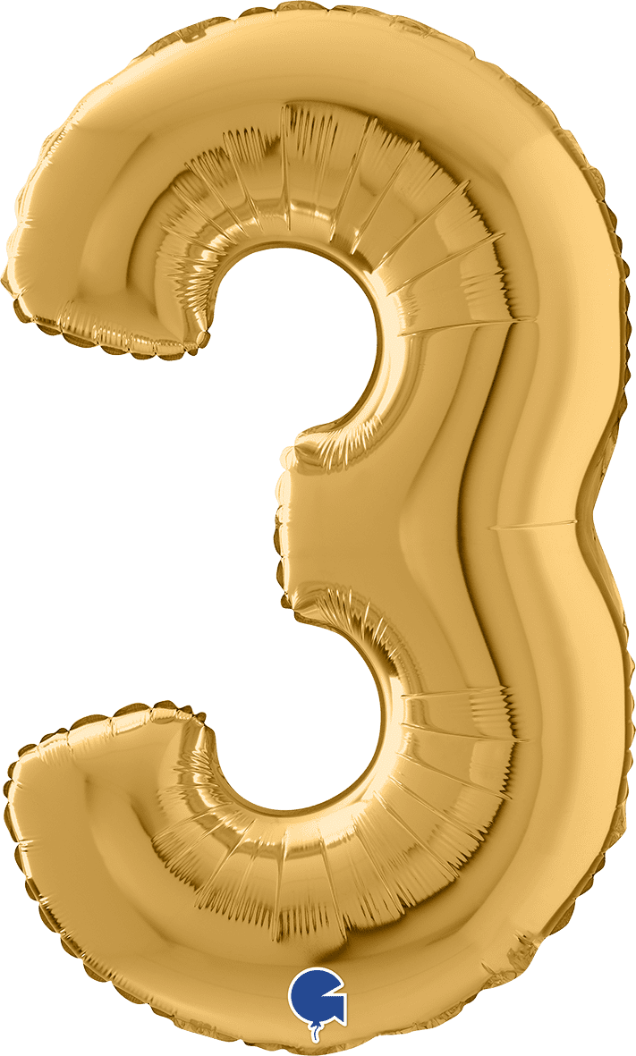 Grabo Number 3 Gold Foil Balloon 14023G 26023G 023G
