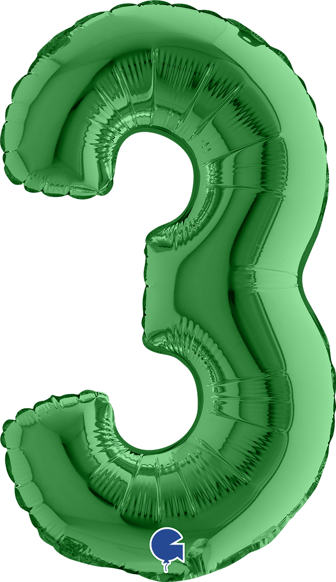 Grabo Number 3 Green Foil Balloon 14033GR 033GR