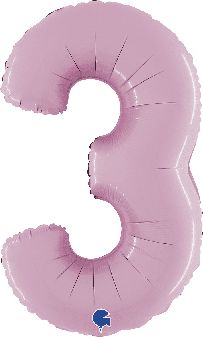 Grabo Number 3 Pastel Pink Foil Balloon 14073PP 26073PP 073PP