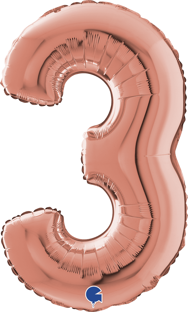 Grabo Number 3 Rose Gold Foil Balloon 142303RG 262303RG 233RG