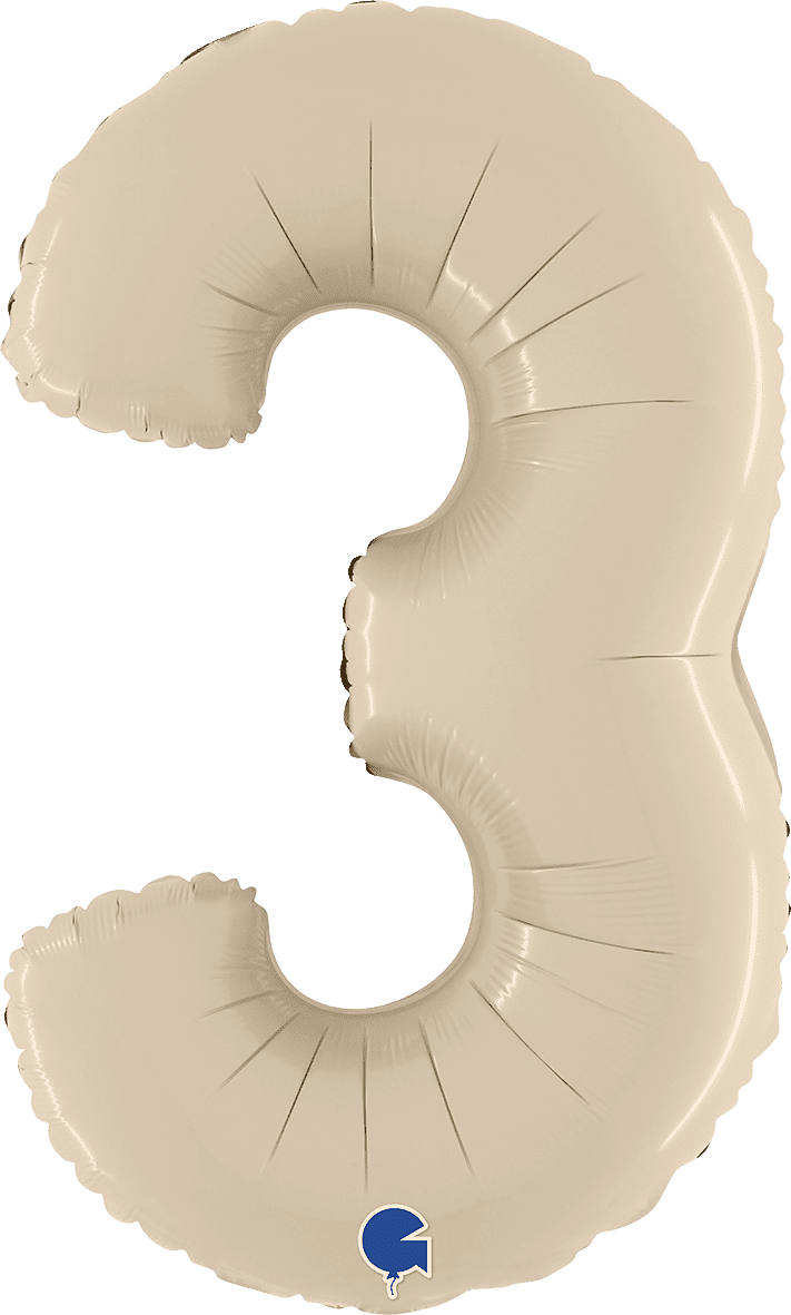 Grabo Number 3 Satin Cream Foil Balloon 260300SCR 400300SCR