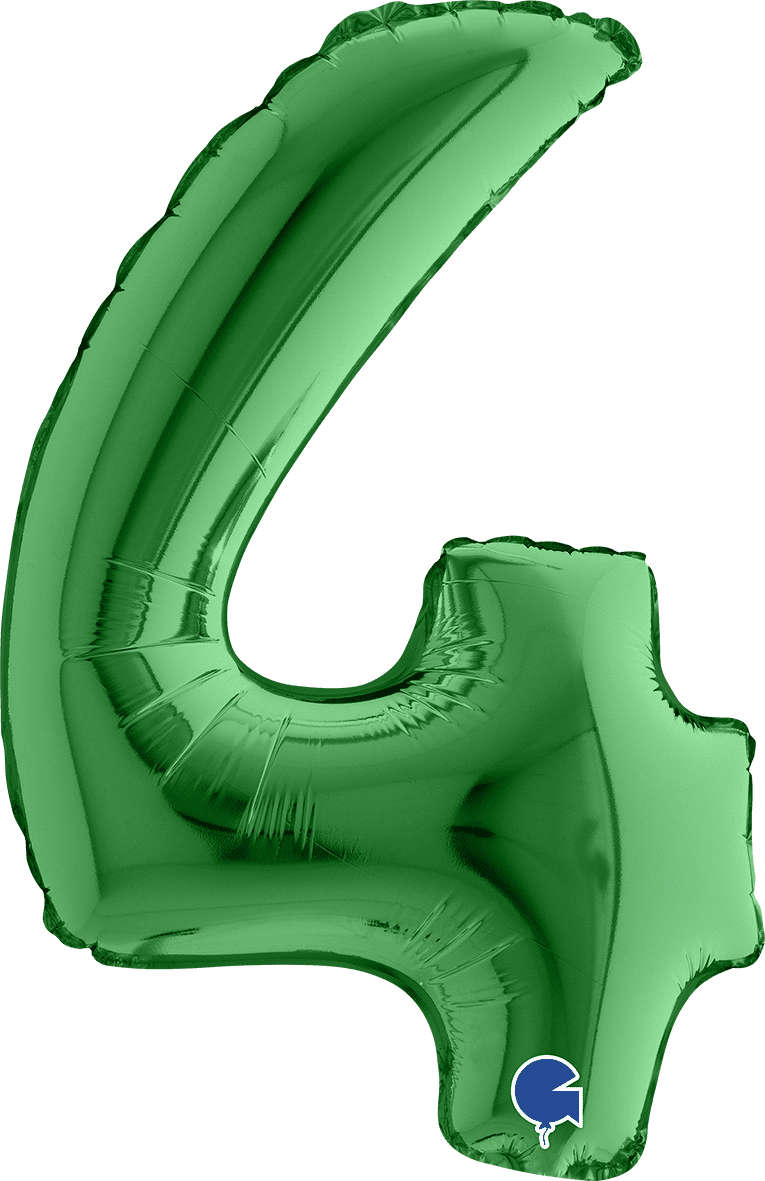 Grabo Number 4 Green Foil Balloon 14034GR 034GR