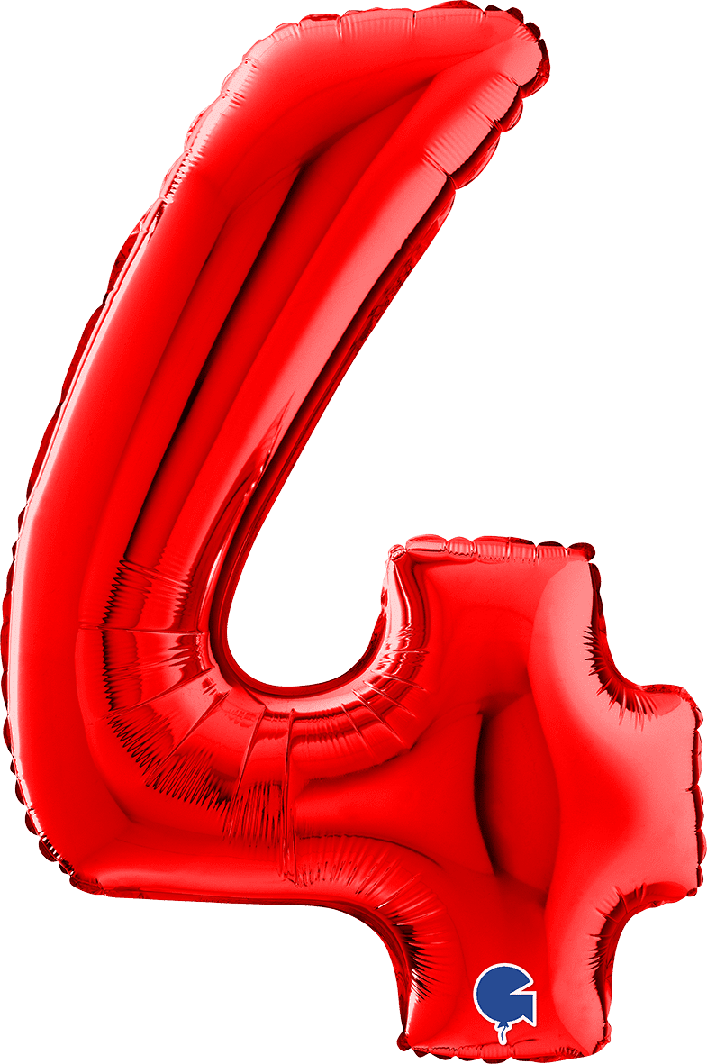 Grabo Number 4 Red Foil Balloon 14084R 26084R 084R
