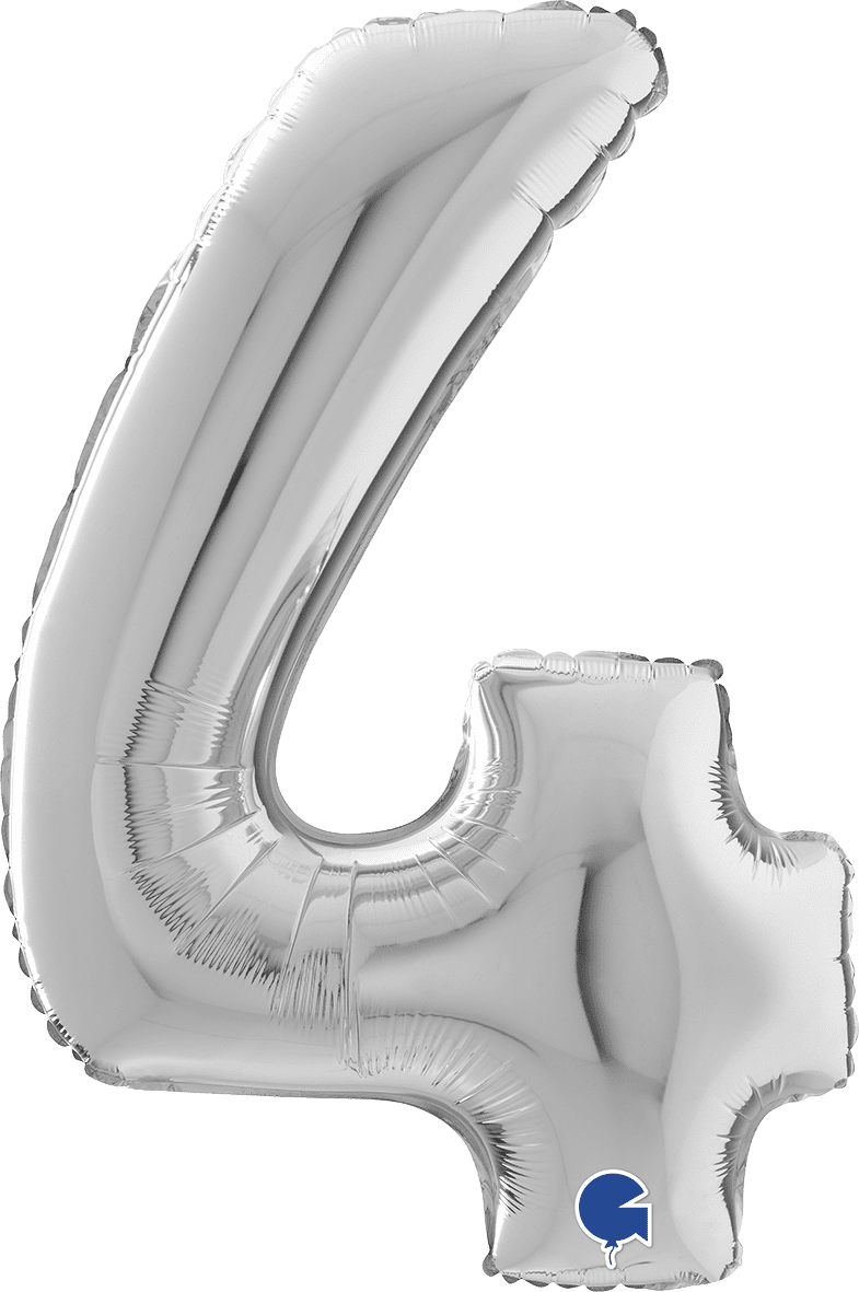 Grabo Number 4 Silver Foil Balloon 14094S 26094S 094S