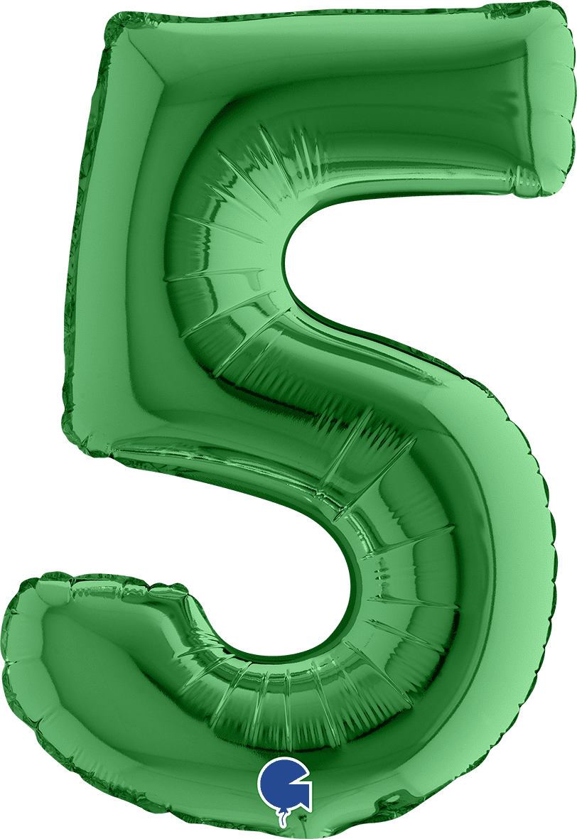 Grabo Number 5 Green Foil Balloon 14035GR 035GR