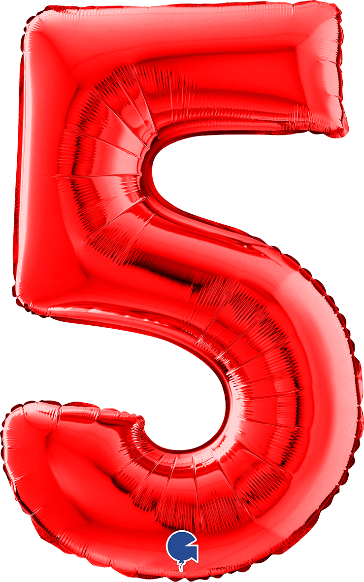 Grabo Number 5 Red Foil Balloon 14085R 26085R 085R