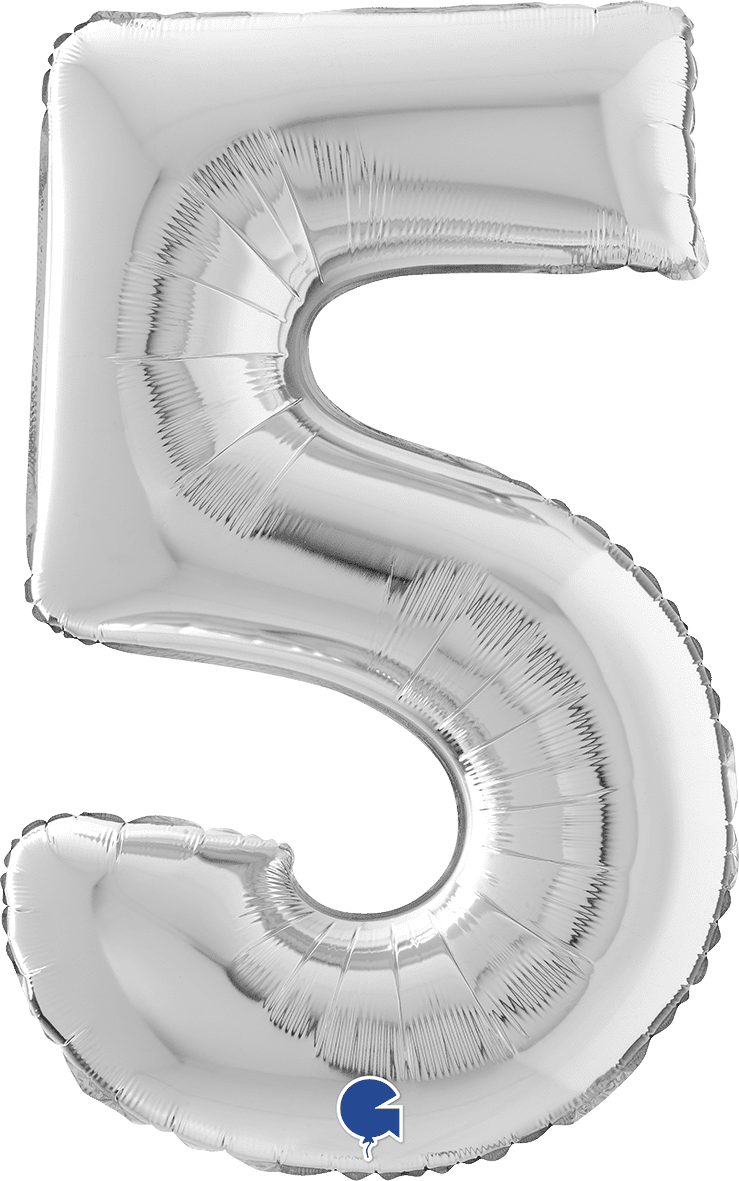 Grabo Number 5 Silver Foil Balloon 14095S 26095S 095S