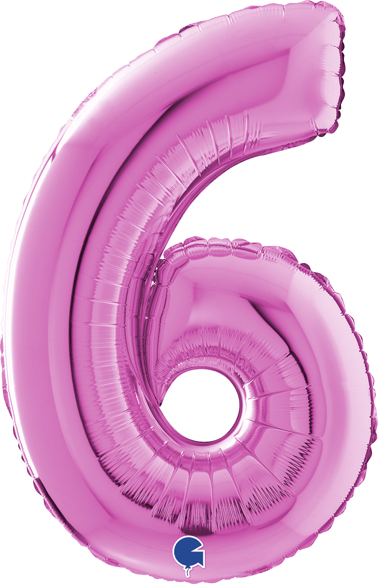 Grabo Number 6 Fuxia Foil Balloon 14016F 26016F 016F