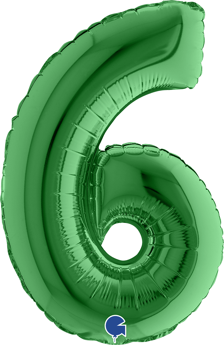 Grabo Number 6 Green Foil Balloon 14036GR 036GR