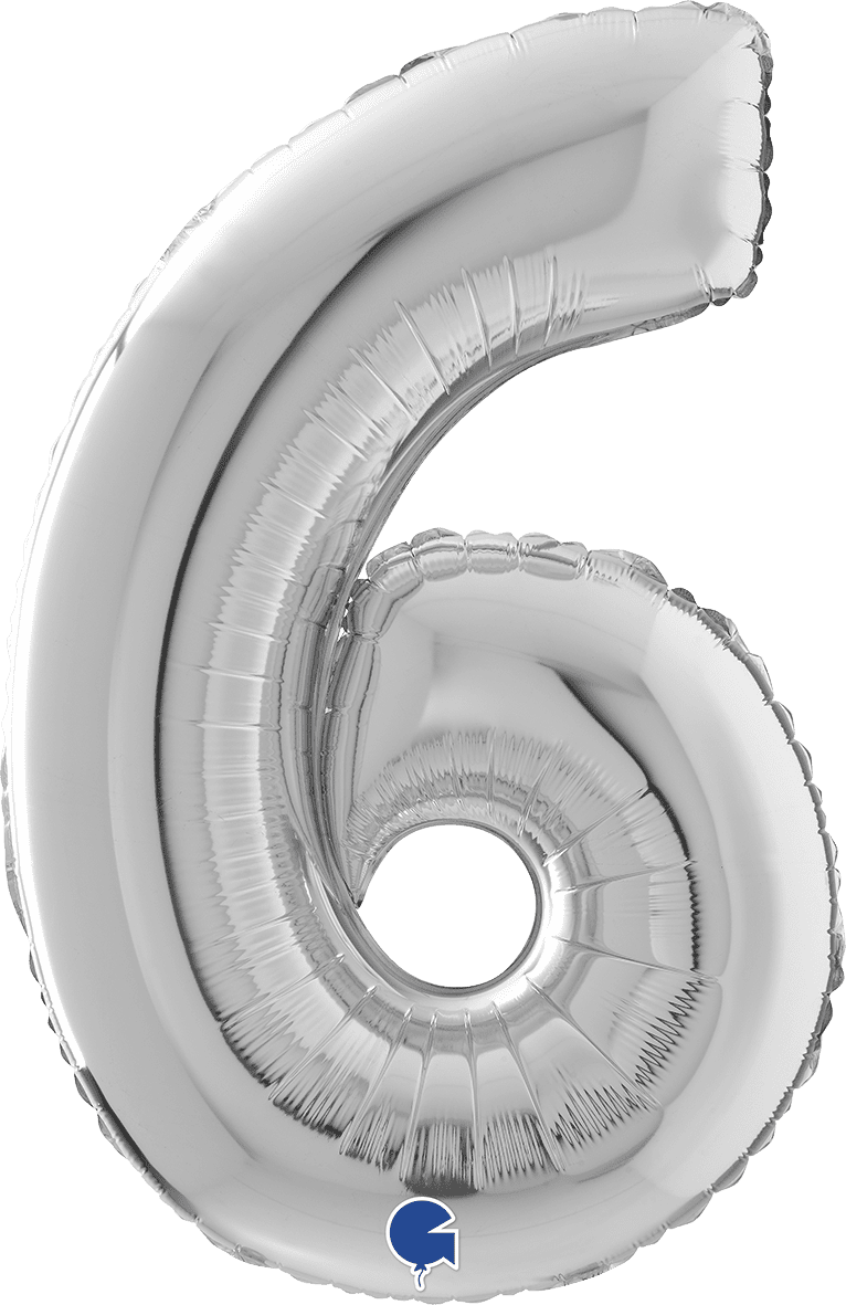 Grabo Number 6 Silver Foil Balloon 14096S 26096S 096S