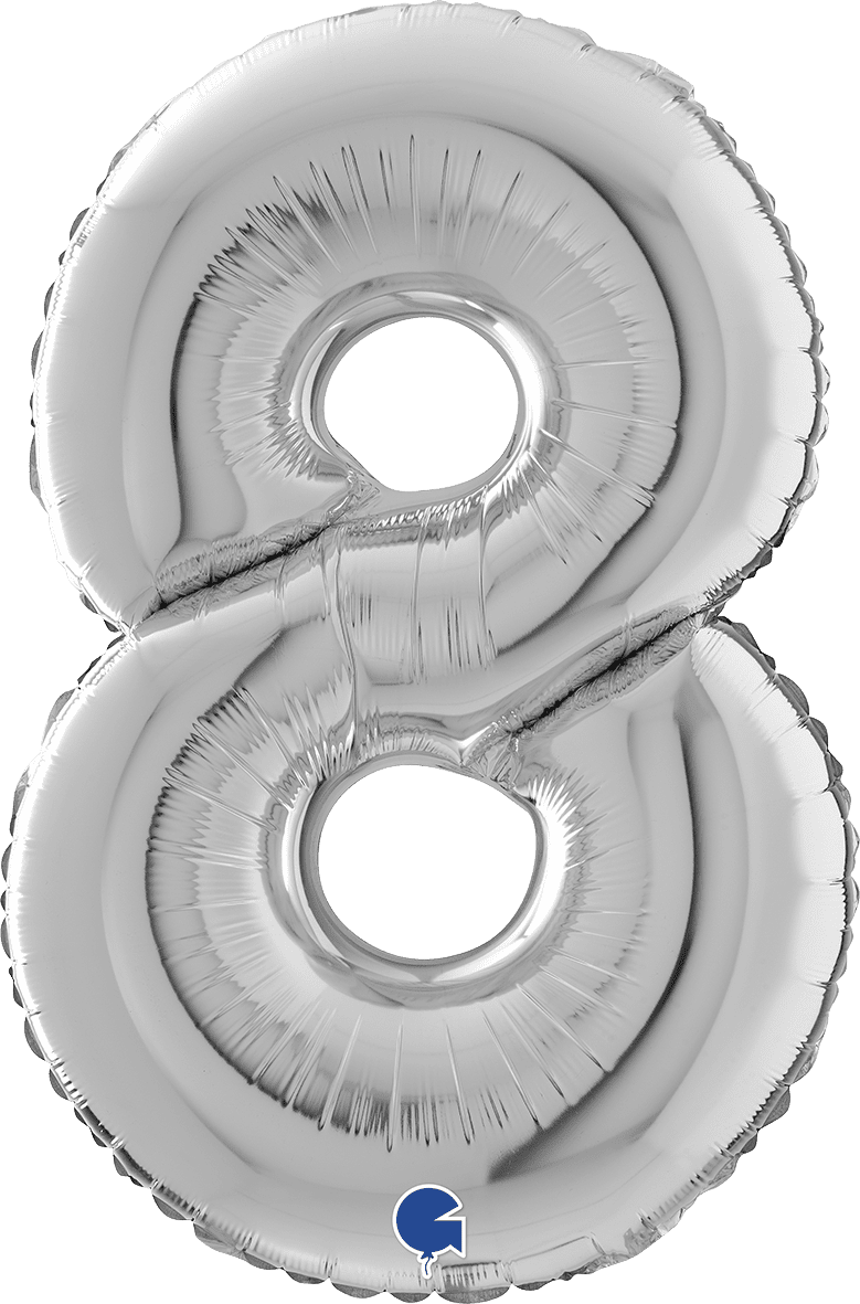 Grabo Number 8 Silver Foil Balloon 14098S 26098S 098S