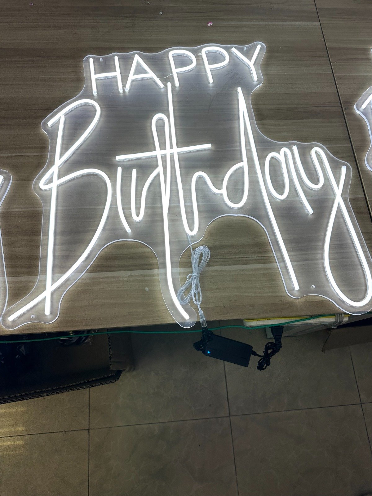 Happy Birthday Neon Sign 80x40cm - Cool White